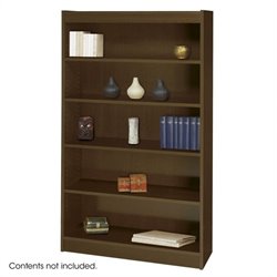 Safco WorkSpace 60H Five Shelf Square-Edge Bookcase in Walnut