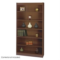 Safco WorkSpace 72H Six Shelf Square-Edge Bookcase in Walnut