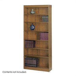 Safco WorkSpace 84H Seven Shelf Square-Edge Bookcase in Medium Oak