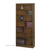 Safco WorkSpace 84H Seven Shelf Square-Edge Bookcase in Walnut