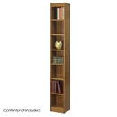 Safco 12 Inch Wide 7-Shelf Veneer Baby Bookcase in Medium Oak