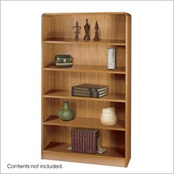 Safco WorkSpace Five Shelf Radius Edge Bookcase in Medium Oak