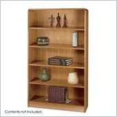 Safco WorkSpace Five Shelf Radius Edge Bookcase in Medium Oak