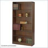 Safco WorkSpace Six Shelf Radius Edge Bookcase in Walnut
