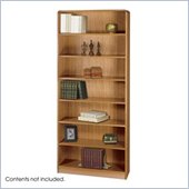 Safco WorkSpace Seven Shelf Radius Edge Bookcase in Medium Oak