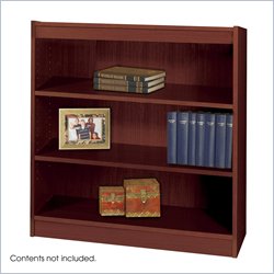 Safco WorkSpace 36"H Three Shelf Reinforced Square-Edge Bookcase in Mahogany