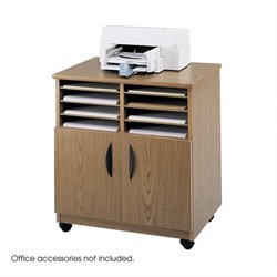 Safco Mobile Stand with Sorter in Medium Oak