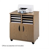 Safco Mobile Stand with Sorter in Medium Oak