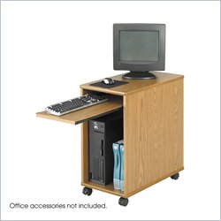Safco Desk-Side Mini Wood Workstation in Medium Oak