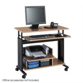 Safco MÜV Mini Tower Height Adjustable Wood Workstation in Medium Oak