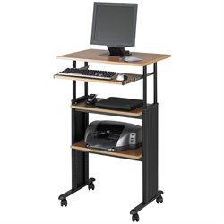 Safco M+�+�V Standing Height Adjustable Wood Workstation in Medium Oak