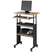 Safco MÜV Standing Height Adjustable Wood Workstation in Medium Oak