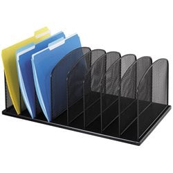 Safco Onyx Black Mesh Desk Organizer with 8 Upright Sections