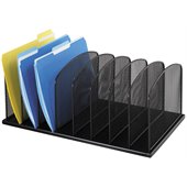 Safco Onyx Black Mesh Desk Organizer with 8 Upright Sections