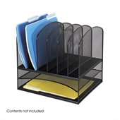 Safco Onyx Black Mesh Desk Organizer with 2 Horizontal and 6 Upright Sections