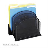 Safco Onyx Black Mesh Desk Organizer with 5 Slanted Sections
