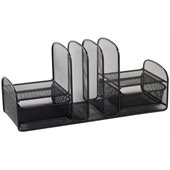 Safco Onyx Black Mesh Multi-Purpose Desk Organizer with 2 Drawers and 3 Upright Sections