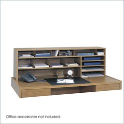 Safco 58W High Capacity Desk Top Organizer in Medium Oak