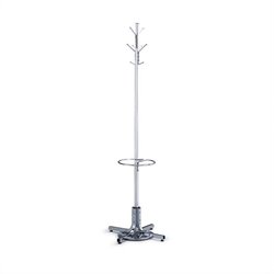 Safco Chrome Standing Coat Rack with Umbrella Stand
