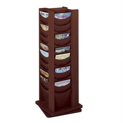 Safco 48-Pocket Solid Wood Rotating Magazine Rack in Mahogany