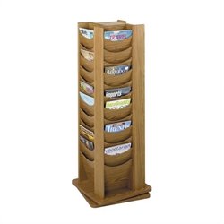 Safco 48-Pocket Solid Wood Rotating Magazine Rack in Medium Oak