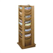 Safco 48-Pocket Solid Wood Rotating Magazine Rack in Medium Oak