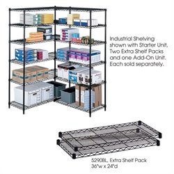 Safco 36x24 Industrial Extra Shelf Pack in Black