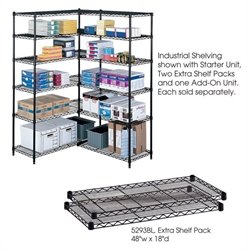 Safco 48x18 Industrial Extra Shelf Pack in Black