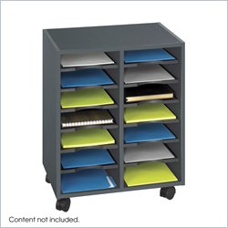 Safco Go Cart 14 Compartment Mobile Flat Files Wood Organizer Cart in Black