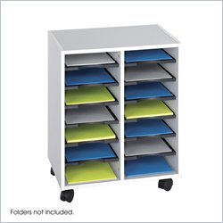 Safco Go Cart 14 Compartment Mobile Wood File Organizer in Gray