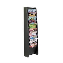 Safco 10-Pocket Black Leather Look Magazine Rack