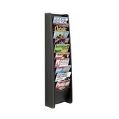 Safco 10-Pocket Black Leather Look Magazine Rack