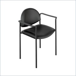 Safco Wicket Black Stacking Arm Chair with Vinyl Seat