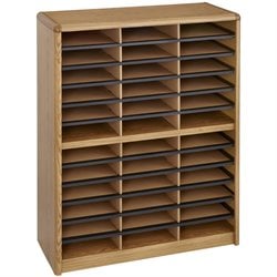 Safco 36 Compartment Value Sorter Metal File Organizer in Medium Oak