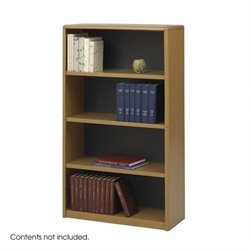 Safco ValueMate Standard 4 Shelf Economy Steel Bookcase in Medium Oak