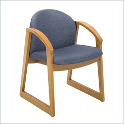 Safco Workspace Urbane Oak and Blue Guest Arm Chair with Sled Base