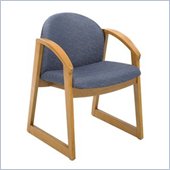 Safco Workspace Urbane Oak and Blue Guest Arm Chair with Sled Base