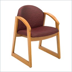 Safco Workspace Urbane Oak and Burgundy Guest Arm Chair with Sled Base