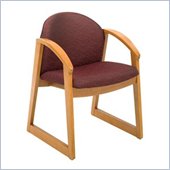Safco Workspace Urbane Oak and Burgundy Guest Arm Chair with Sled Base