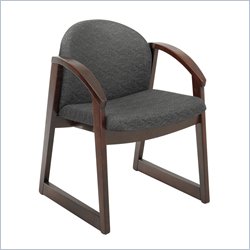 Safco Workspace Urbane Mahogany and Black Guest Arm Chair with Sled Base
