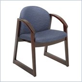 Safco Workspace Urbane Mahogany and Blue Guest Arm Chair with Sled Base