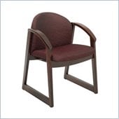 Safco Workspace Urbane Mahogany and Burgundy Guest Arm Chair with Sled Base