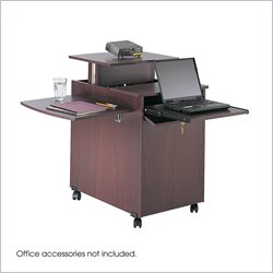 Safco Mobile Wood Computer/Projector Stand in Mahogany