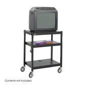 Safco Black Steel Adjustable Height Mobile Media Cart in Black