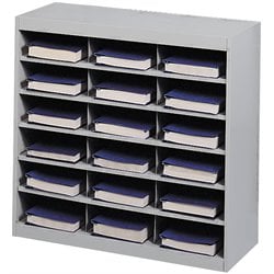 Safco E-Z Stor Grey Steel Mail Organizer, 18 Compartments