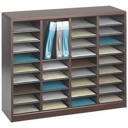 Safco E-Z Stor Mahogany Wood Mail Organizer, 36 Compartments