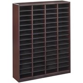 Safco E-Z Stor Mahogany Wood Mail Organizer, 60 Compartments
