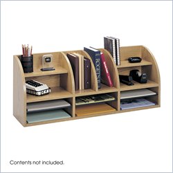 Safco Medium Oak 38W Radius Front Desk Top Organizer