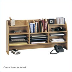 Safco Medium Oak 47W Radius Front Desk Topper