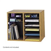 Safco Medium Oak 12 Compartment Oak Wood Adjustable File Organizer